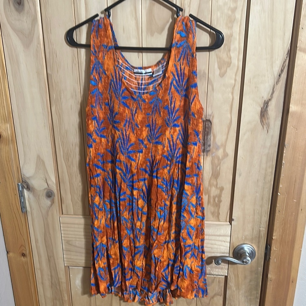 Mirror Image Vibrant Orange and Blue Sleeveless Dress